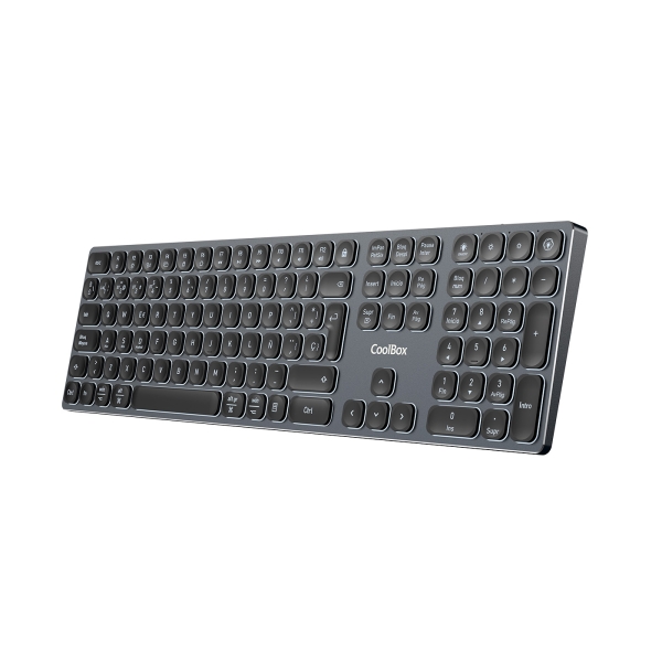 coolbox moonlight b431 teclado inalambrico rf 2.4g y bluetooth 5.1 teclas abs redondeadas silencioso retroiluminado con 7 colores bateria recargable color negro