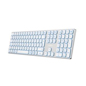 coolbox moonlight b431 teclado inalambrico rf 2.4g y bluetooth 5.1 teclas abs redondeadas silencioso retroiluminado con 7 colores bateria recargable color blanco