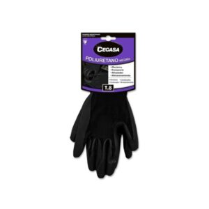 cegasa guantes de trabajo talla 8 fabricados en poliester con recubimiento de poliuretano en palma color negro
