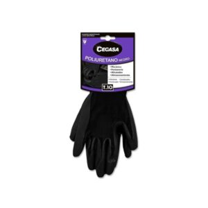 cegasa guantes de trabajo talla 10 fabricados en poliester con recubimiento de poliuretano en palma color negro
