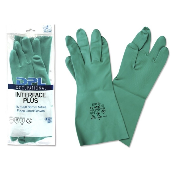 dpl interface plus guantes industriales talla 7 espesor en palma de 0,38mm color verde