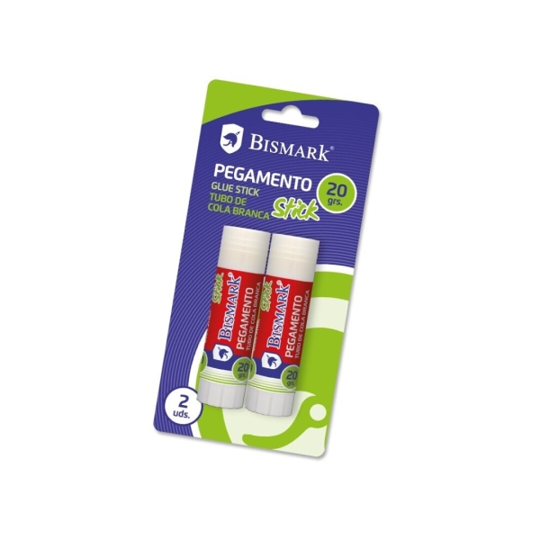 bismark pack de 2 barras de pegamento 20gr multiusos sin disolventes uso escolar