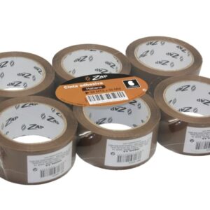 zap pack de 6 precintos de embalaje 50mm x 66m polipropileno 55 micras color marron