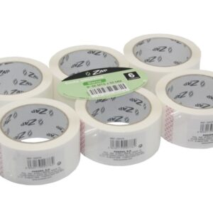 zap pack de 6 precintos de embalaje 50mm x 66m polipropileno 55 micras color blanco
