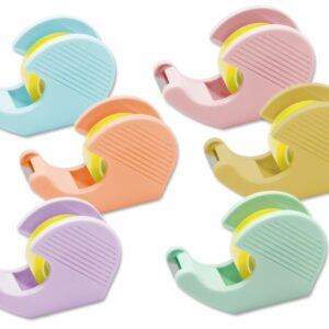 bismark pack de portarrollos con 2 cintas adhesivas 19mmx33m cuerpo de plastico ideal para uso escolar colores pastel aleatorios