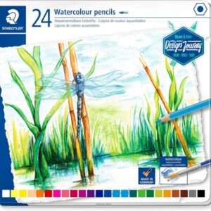 staedtler 14610c caja metalica con 24 lapices de colores acuarelables resistentes a la rotura colores surtidos