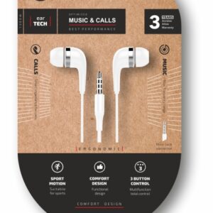 techonetech soft eeartech auriculares intraurales microfono integrado mini jack 3.5mm cable de 1.20m blanco