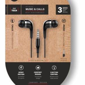 techonetech soft eeartech auriculares intraurales microfono integrado mini jack 3.5mm cable de 1.20m negro