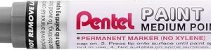 pentel paint marker marcador de pintura punta media 4.5mm permanente en todas las superficies resistente a luz y agua cuerpo de aluminio color negro perla