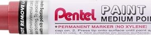 pentel paint marker marcador de pintura punta media 4.5mm permanente en todas las superficies resistente a luz y agua cuerpo de aluminio color rojo perla