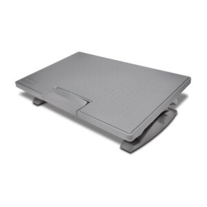 kensington smartfit™ solemate™ pro reposapies con amplia superficie de apoyo altura, angulo e inclinacion ajustables base antideslizante mejora postura y circulacion color gris
