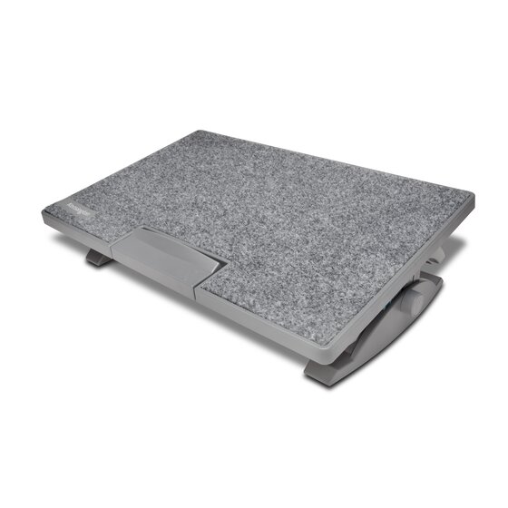 kensington smartfit™ solemate™ pro elite reposapies superficie de apoyo con tela altura, angulo e inclinacion ajustables base antideslizante mejora postura y circulacion color gris