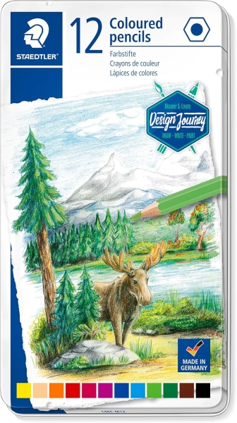 staedtler 146c caja metalica con 12 lapices de colores mina suave colores surtidos