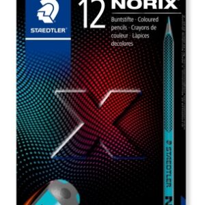 staedtler norix 186 pack de 12 lapices de colores hb madera negra mina de grafito diseño inteligente para escribir, dibujar y hacer bocetos