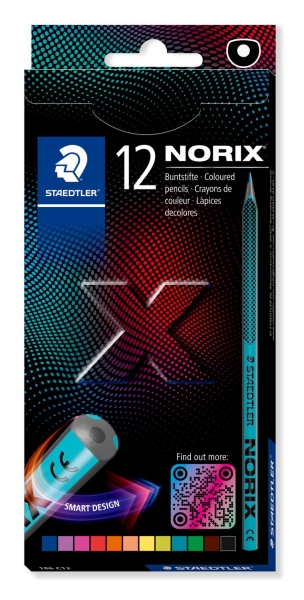 staedtler norix 186 pack de 12 lapices de colores hb madera negra mina de grafito diseño inteligente para escribir, dibujar y hacer bocetos