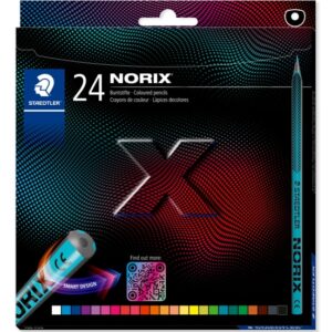 staedtler norix 186 pack de 24 lapices de colores hb madera negra mina de grafito diseño inteligente para escribir, dibujar y hacer bocetos
