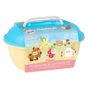 jovi kawaii cofre con 24 barras de plastilina 15gr + modeladores + recortables sin gluten base vegetal no se seca colores surtidos