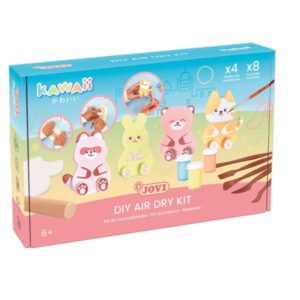 jovi kawaii air dry kit con pasta endurecible 500gr + 4 plantillas + pinturas + complementos facil de moldear colores surtidos