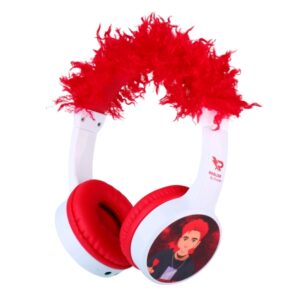 redlox by chuster tuber auriculares bluetooth 5.3 con pelo altavoz 30mm bateria 200mah autonomia hasta 24h alcance 10m 32ohm sensibilidad 82db color blanco y rojo