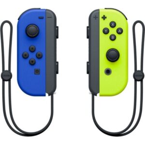 nintendo set de 2 mandos joy con izquierdo/derecho para nintendo switch bluetooth 3.0+hs autonomia hasta 20h vibracion hd nfc para amiibo camara infrarroja color azul y amarillo neon