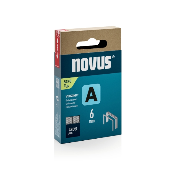 novus a tipo 53 caja de 1800 grapas 53/6 galvanizadas patilla de 6mm