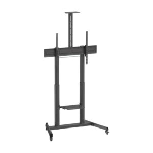 aisens soporte de suelo eco con ruedas y manivela bandeja para dvd y soporte de camara para monitor/tv hasta 120kg de 60 a 100 pulgadas color negro