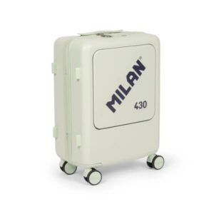 milan coleccion 430 maleta de cabina rigida 4 ruedas dobles 360º cierre con combinacion de 3 digitos apertura independiente del compartimento principal y el frontal medidas 55x40x23cm color verde