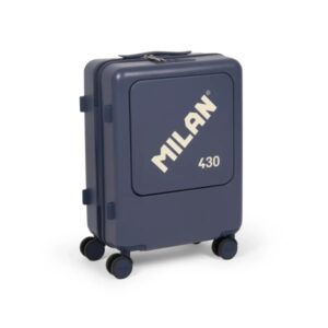 milan coleccion 430 maleta de cabina rigida 4 ruedas dobles 360º cierre con combinacion de 3 digitos apertura independiente del compartimento principal y el frontal medidas 55x40x23cm color azul