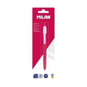 milan p1 nata® 624 boligrafo de bola retractil punta redonda 1mm tinta color azul cuerpo de color rosa/blanco