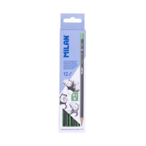 milan pack de 12 lapices de grafito triangulares mina b #1 de 2mm resistente a la rotura para escritura y dibujo