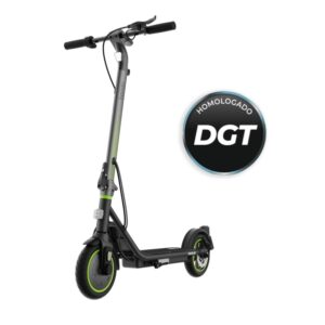 cecotec bongo serie d30 patinete electrico 350w autonomia 30km ruedas 8.5” frenos electricos y de disco velocidad hasta 25km/h homologacion dgt cargador y herramientas color negro y verde