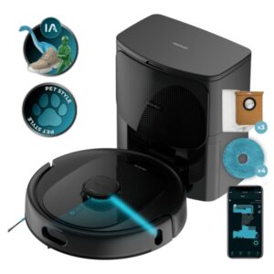 cecotec conga 9990 ai spin revolution ultra power home robot aspirador 4 en 1 con base de autovaciado 10kpa chip con ia mopas giratorias autonomia 240min cepillo antienredos color negro