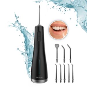 cecotec toothcare jet liberty irrigador dental portatil 8 boquillas intercambiables 4 modos deposito de 250ml resistente al agua ipx7 compacto y ligero 1600 pulsos por minuto color negro