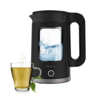cecotec thermosense 330 glassy hervidor de agua electrico 2200w capacidad 1.7l vidrio de borosilicato funcion mantenimiento de calor filtro antical base 360º autoapagado color negro