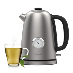 cecotec thermosense 620 vintage hervidor de agua electrico potencia de 2200w capacidad 1.7l acero inoxidable termometro analogico base giratoria 360º apagado automatico