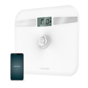 cecotec surface precision 10200 smart healthy white bascula corporal hasta 180kg energia sin pilas bluetooth 4 sensores cristal templado patas antideslizantes autoapagado color blanco