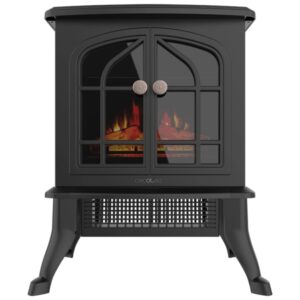 cecotec readywarm 200 chimenea electrica de pie potencia de 2000w estancias hasta 25m2 termostato ajustable llamas led ajustables efecto fuego realista calentamiento rapido color negro