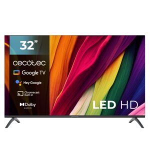 cecotec a3 series alh40032 televisor smart tv sin marco de 32" led hd procesador cortex a55 google tv sonido dolby audio control por voz con google chromecast bluetooth color negro