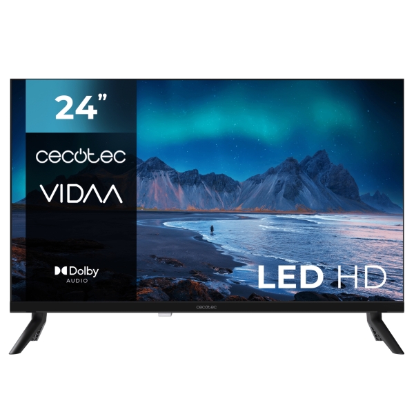 cecotec a5 series alh50024 televisor smart tv de 24" led con resolucion hd sistema dolby audio sistema operativo vidaa wifi integrado 3 hdmi 2 usb sintonizador dvb color negro