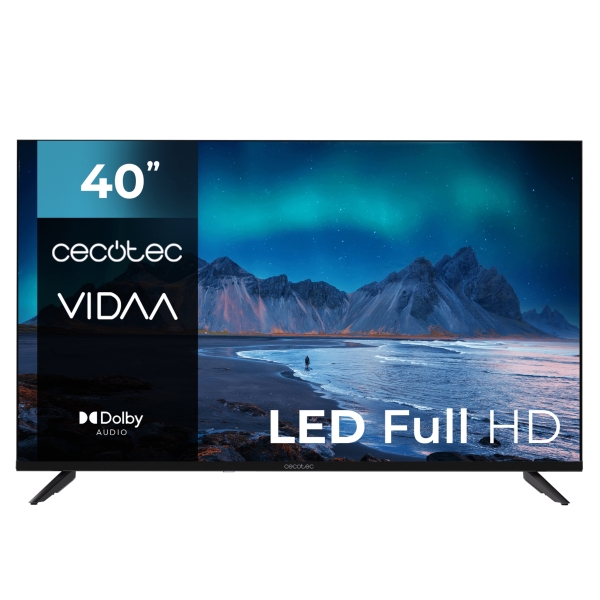 cecotec a5 series alf50040 televisor smart tv de 40" led con resolucion hd sistema dolby audio sistema operativo vidaa wifi integrado 3 hdmi 2 usb altavoces 16w color negro