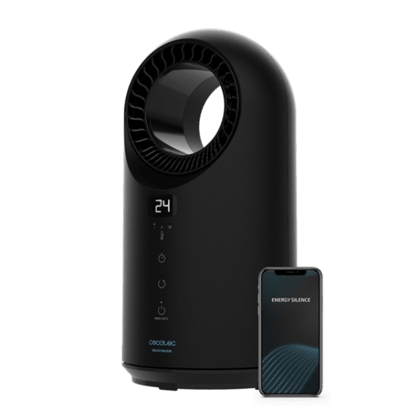 cecotec readywarm 8400 bladeless connected calefactor electrico 1500w tecnologia sin aspas control wi fi funcion oscilacion temporizador sistema de seguridad triple color negro