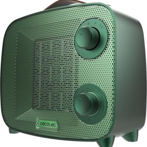 cecotec readywarm 1550 ceramic green aura calefactor ceramico 1500w cobertura hasta 15 m² termostato regulable 3 modos de uso estilo moderno triple sistema de seguridad color verde