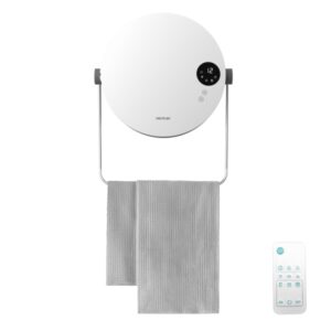 cecotec readywarm 2000 round calefactor ceramico de pared potencia de 2000w control remoto incluido ajuste de temperatura temporizador de 12h cuelgatoallas proteccion ip22 color blanco