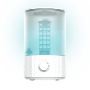 cecotec breezecare 2500 light humidificador de aire capacidad 2.5l humidificacion de 250 ml/h control ajustable de vapor led limpieza facil cobertura hasta 30m2 uso seguro color blanco
