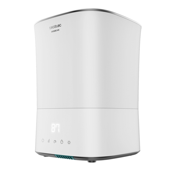 cecotec breeze care 3500 warm humidificador de aire capacidad 5.5l 400 ml/h filtro ceramico cobertura 35m2 autonomia 22h tactil temporizador 12h 22x22x31.6cm color blanco