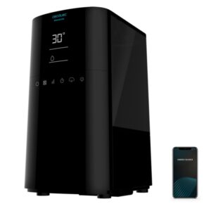 cecotec breeze care 4000 connected humidificador de aire 110w capacidad deposito 6l 400 ml/h wi fi tactil cobertura 40m2 temporizador 12h silencioso 30db 26x17.9x35.1cm color negro