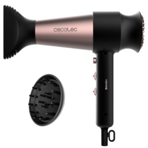 cecotec bamba ionicare rockstar retro secador de pelo 2000w iones negativos difusor funcion de aire frio control ajustable de temperatura y velocidad filtro facil de limpiar color negro