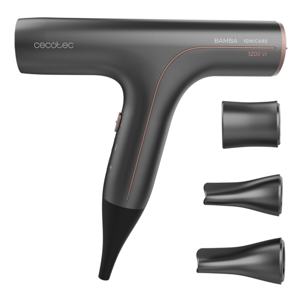 cecotec bamba ionicare 6000 rockstar soft secador de pelo 2 en 1 selector tactil calentamiento ultrarrapido rango de 140 a 200°c punta fria cable giratorio 360º color gris oscuro