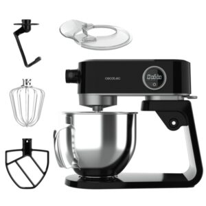 cecotec twist and fusion 4000 luxury batidora amasadora 800w movimiento planetario bol de acero inoxidable de 5.2l 8 velocidades multifuncion aluminio fundido accesorios color negro