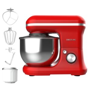 cecotec cecomixer merenge batidora amasadora amasadora multifuncion bol de acero de 5l funcion para hacer helados movimiento planetario vintage cromado 6 niveles de potencia color rojo